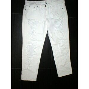 New NWT $248 Designer Carmar Baggy Fit Destroyed White Jeans Womens 28 Crop USA